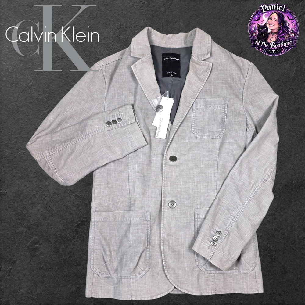 Calvin Klein Blazer Mens M 42R Grey Cotton Blend NWT Sport Coat Professional